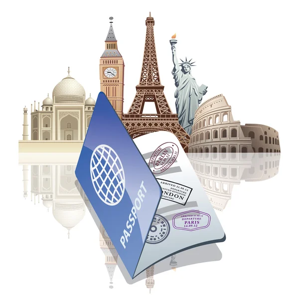 Διαβατήριο και ορόσημα — Διανυσματικό Αρχείο