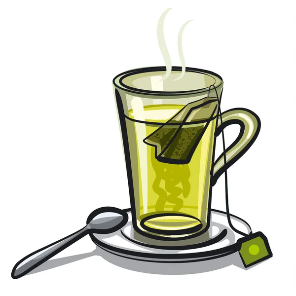 Glass of green tea — Stock Vector