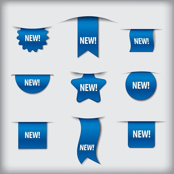 Nieuwe labels blauw — Stockvector