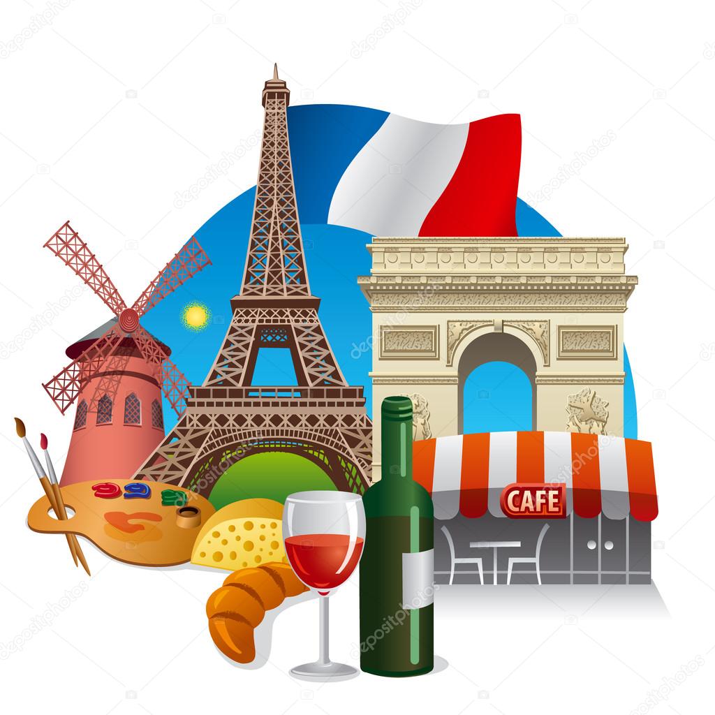 France landmarks illustration