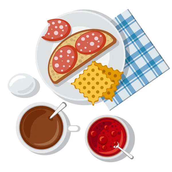 Desayuno con salchicha — Vector de stock