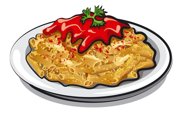 Spaghetti met saus — Stockvector