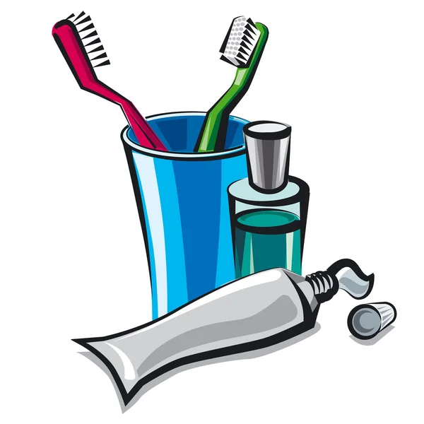 Brosse à dents et dentifrice — Image vectorielle