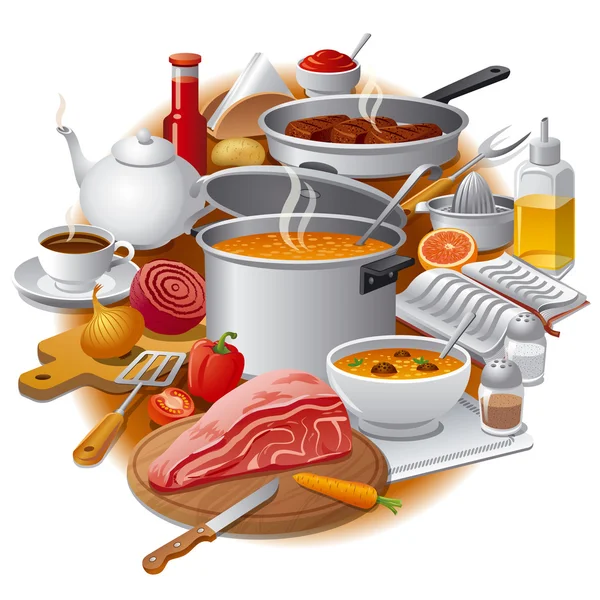 Cooking food — Stock Vector