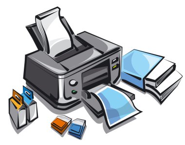 illustration of the ink jet printer clipart