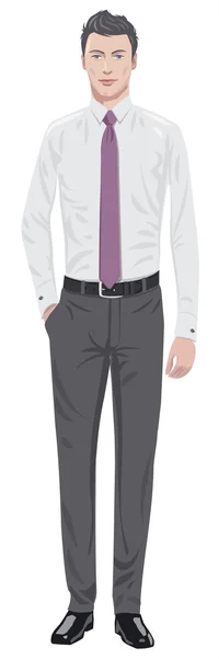 Young man in shirt and tie — Stock Vector