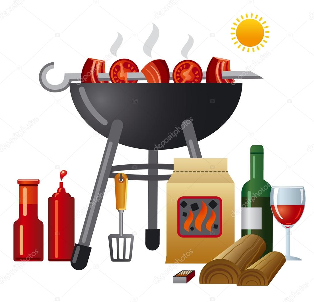 barbecue equipment and food