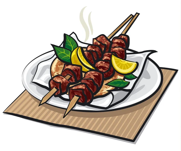 Kebabs de carne griega — Vector de stock