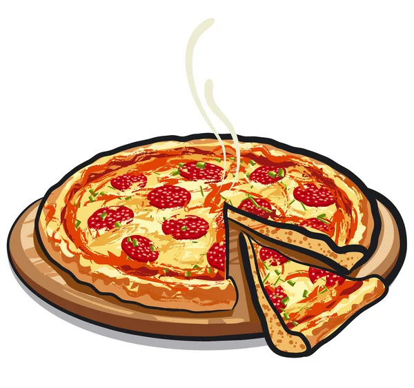 Pizza fresca caliente — Vector de stock