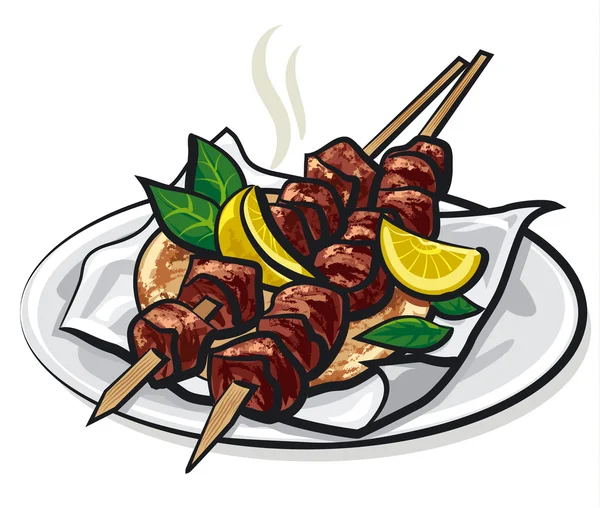 Greek meat kebabs — Stock Vector
