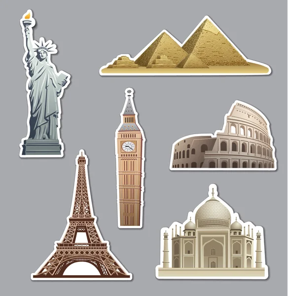 World Landmarks Pegatinas — Archivo Imágenes Vectoriales