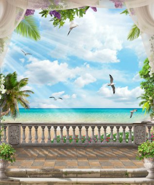 Dijital fresk, güzel manzaralar.