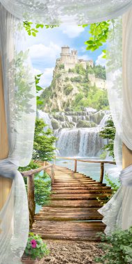 Dijital fresk, güzel manzaralar.