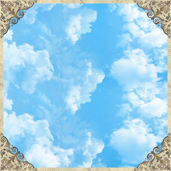 デジタルフレスコ画 青空に装飾が施された天井 — ストック写真
