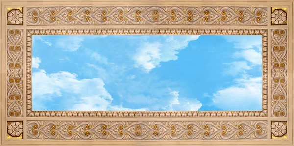 Digital Fresco Ceiling Ornaments Blue Sky — Stock Photo, Image