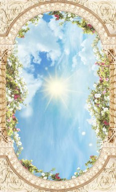 The ceiling with arch with flowers 2 clipart