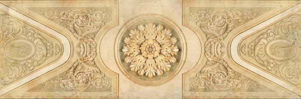 質感の下に装飾が施された古いレトロな天井 — ストック写真