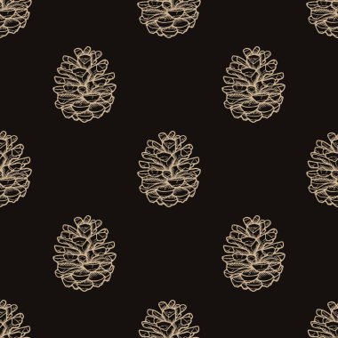 Kahverengi arka planda kusursuz kozalak deseni