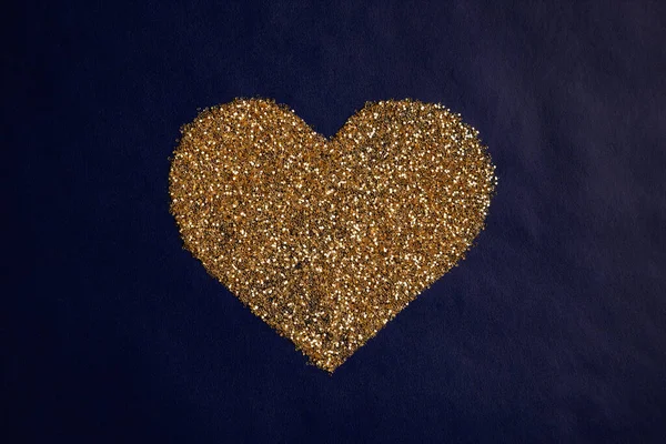 Liefde Concept Beeld Van Hart Vorm Gemaakt Van Gouden Glitter — Stockfoto