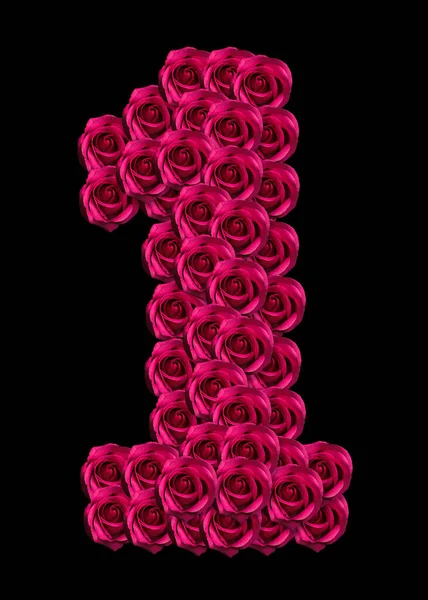 Love Concept Image Number Made Pink Roses Isolated Black Background — Stock Photo, Image