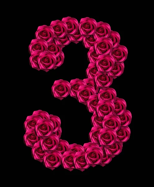 Liebe Konzeptbild Der Nummer Aus Rosa Rosen Isoliert Auf Schwarzem — Stockfoto