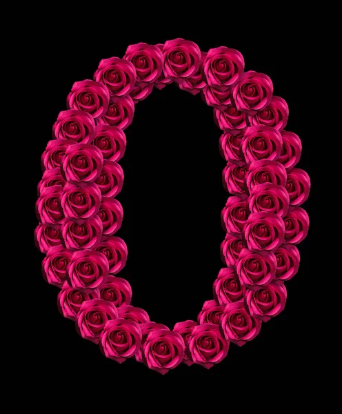 Love Concept Image Number Made Pink Roses Isolated Black Background — Stock Photo, Image