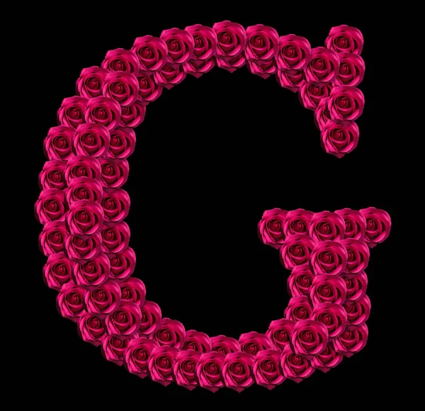 Romantic Concept Image Capital Letter Made Red Roses Isolated Black — Stock Photo, Image