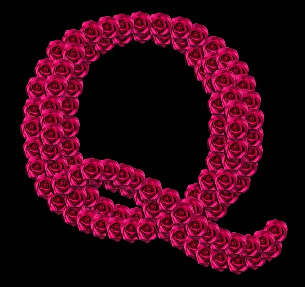 Романтическое Изображение Заглавной Буквы Красных Роз Изолированный Черном Фоне Элемент — стоковое фото