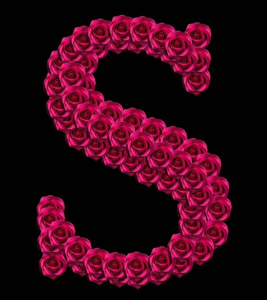 Romantic Concept Image Capital Letter Made Red Roses Isolated Black — Stock Photo, Image