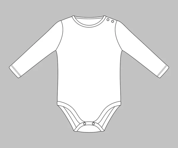 Body Bebé Con Botones Prensa Hombro Plantilla Boceto Plano Aislada — Archivo Imágenes Vectoriales