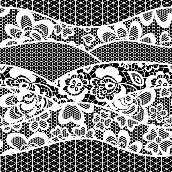 Lace embroidery seamless pattern border — Stock Vector