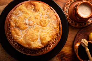 Mexican Bunuelos. Traditionally fried wheat tortillas used for Christmas and winter holidays, these are fried flour tortillas sprinkled with sugar or covered in a syrup made with piloncillo, cinnamon, and guava.