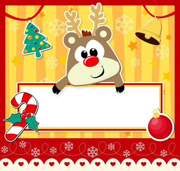 可爱的小宝贝驯鹿圣诞贺卡 — 图库矢量图片