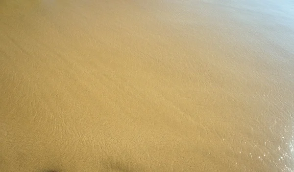 젖은 모래 해변과 물 거품. 배경. — 스톡 사진