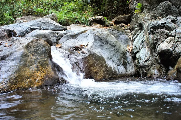 Una pequeña cascada en la selva salvaje. Filipinas. Isla de Palawan  . — Foto de Stock