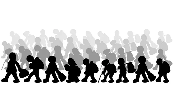 Illustration de migrants sur fond blanc — Image vectorielle