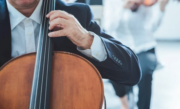 Professionele cello speler uitvoeren — Stockfoto