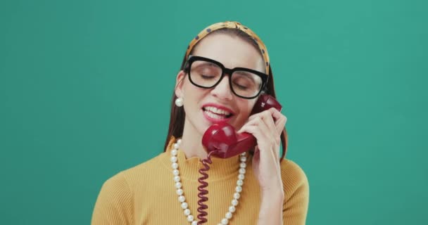Funny woman speaking on a telephone. — Stock Footage Funny woman speaking on a telephone. Video Clip
