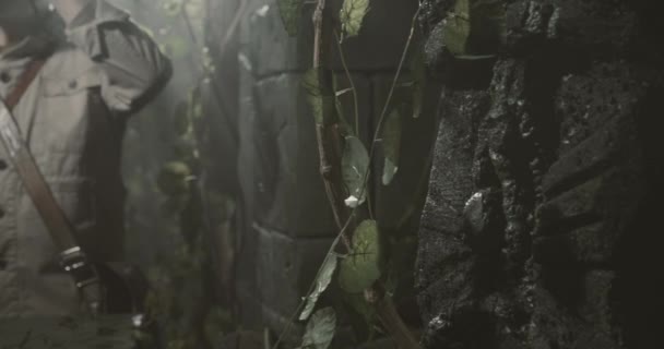 Explorer cu binocluri în junglă — Videoclip de stoc