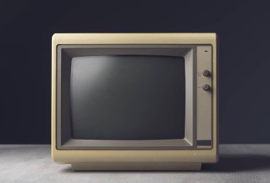 Siyah ekranlı klasik bilgisayar monitörü, modası geçmiş teknoloji konsepti