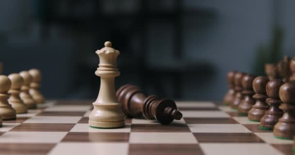 Jogo de xadrez: o rei preto é checkmated — Vídeo de Stock