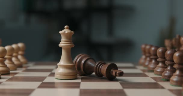 Šachy: černý král je šach mat — Stock video