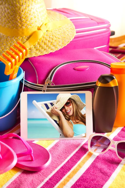 Foto delle vacanze su tablet — Foto Stock