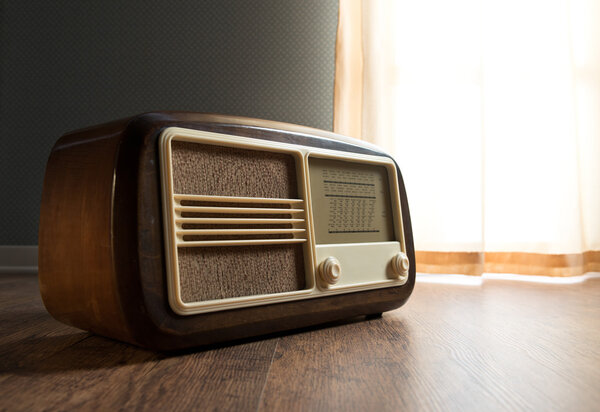 Vintage radio next to the window