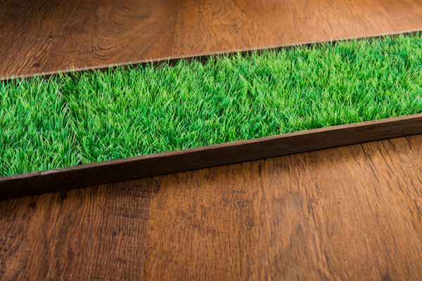 Artificial turf on hardwood floor