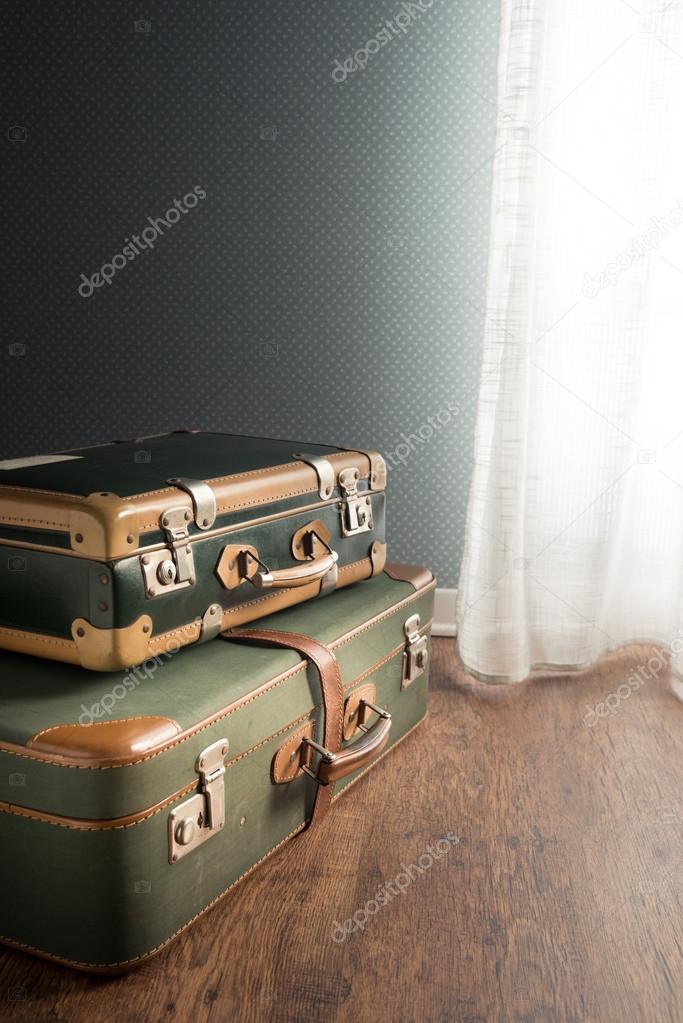 Pile of vintage suitcases