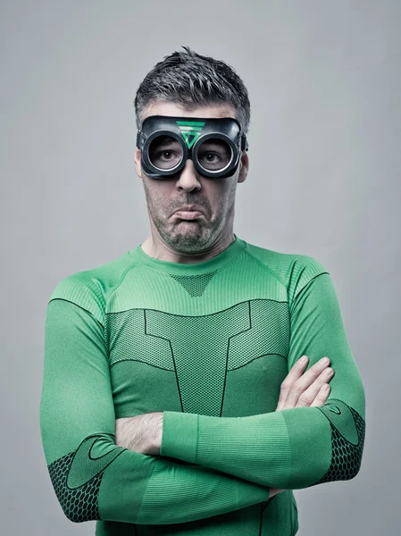 Disappointed funny superhero — Stock Photo, Image