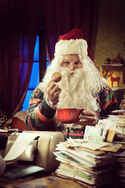 Santa Claus having breakfast — Stock Photo, Image