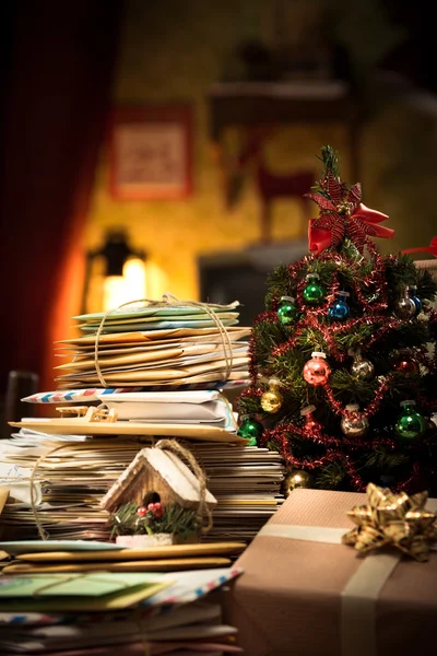 Santa Claus home with letters — Stock Photo, Image