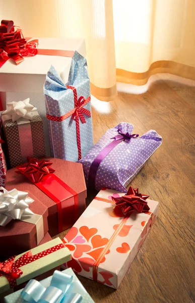 Gifts with ribbon for family — Stock Photo, Image